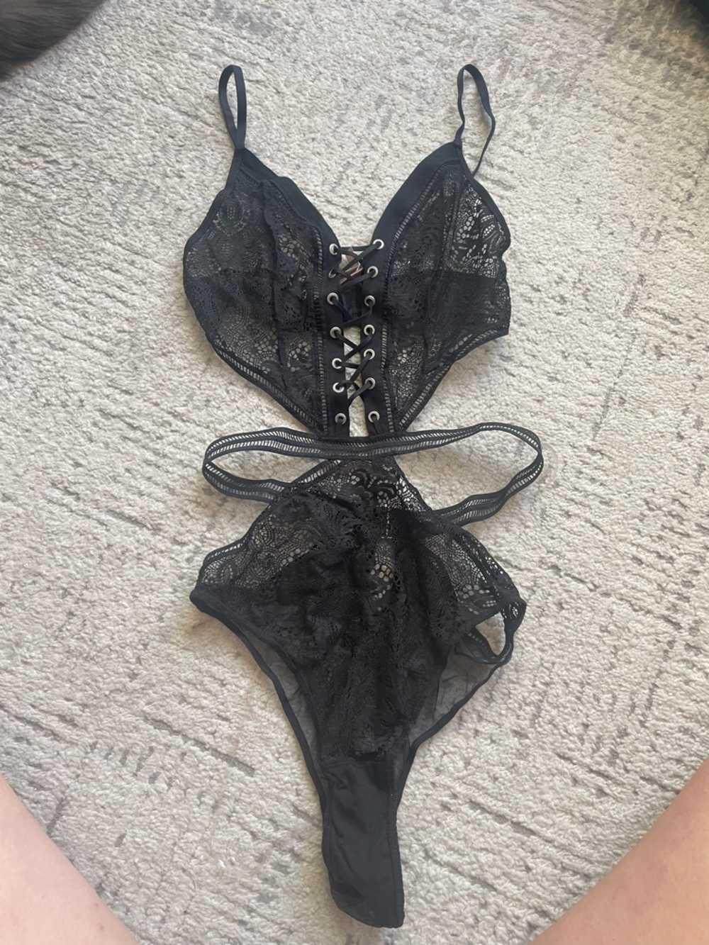 Victoria's Secret Black Lace Bralette with Strappy Details